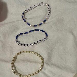 Beaded Bracelet Set - Blue and Gold
